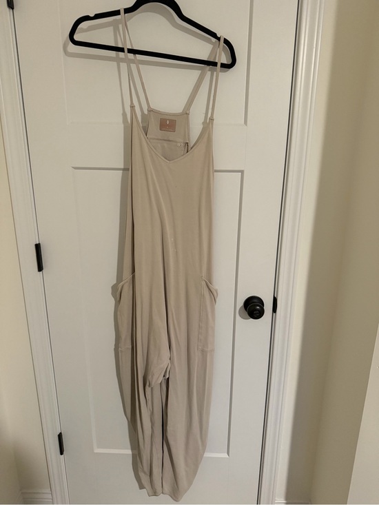 Free People Pants - Free people, hot shot romper Women's Beige Sleeveless Jumpsuit with Pockets